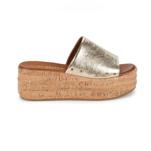 Kurt Geiger Shoes - Kurt Geiger 'London Maci' Metallic Flatform Sandals with a cork platform sole